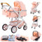 GLOKID Kinderwagen 3 in 1,Reisesysteme, Buggy mit Umkehrbarem Zwei-Wege-Schub,Babywanne Buggy&Sportsitz,Voll-Gummireifen,Mit Einem Klick Zusammenklappbarer,Zubehör,Tragbarer (LQL H530 Rosa)