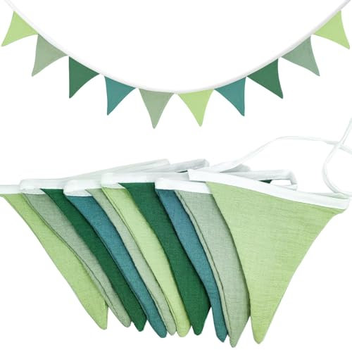 qingmeng Kinderzimmer Stoffgirlande, Musselin Wanddeko, Hausbett Dekoration, Grün, Wimpelkette Kinderzimmer Stoff Hausbett Deko Girlande Kinderzimmer Musselin Wanddeko Kinderzimmer