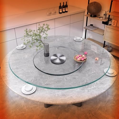 JYHHGDS Plato Giratorio Grande de 28 para Mesa de Comedor, Plato Giratorio de Vidrio Templado, Bandeja giratoria de Centro de Mesa Redonda Transparente de 40 (28 Pulgadas (70 cm))