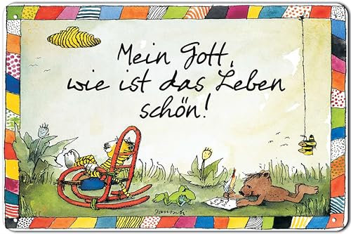 30 x 20 cm Blechschild, Wandschild, Türschild für das Kinderzimmer - lustiger Spruch Kinderbuch Motiv passend für Janosch Fans und Liebhaber