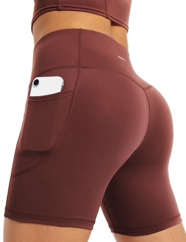 Yogaration Radlerhose Damen mit 2 Seitentaschen, Kurze Sporthose nahtlosem Schritt, Kurze Sport Leggings Damen High Waist für Gym, Sport, Running, Yoga, Wandern