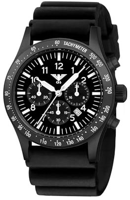KHS Platoon Black Steel Solar Chronograph KHS.PLABSSC.DB mit Taucherband schwarz