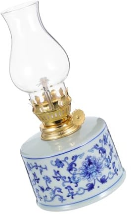 Alipis Vintage Öllampe Porzellan Petroleumlaterne Retro Innenbeleuchtung Gemütliches Licht Elegant Weiß Für Wohnzimmer Teestube