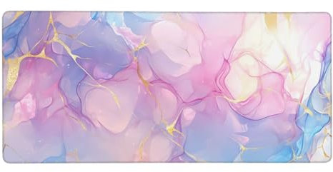 Tapis de Souris Rose,900 x 400 x 3 mm Tapis de Souris XXL,Fantaisie Tapis Souris,Tapis de Bureau avec Bords Surpiqués,Lavable Accessoires Bureau,pour Les Jeux,la Maison et Le Bureau Mouse Pad -Y1618