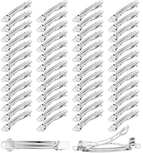 50 Stück Silber Leere Metall Haarspangen Französische Haarspange DIY Flache Haarspange Leere DIY Metall Französisch Haarspangen für DIY Haarschmuck für Frauen Mädchen (6 cm Lang)