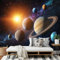 3D Tapete Seidenstoff Fototapete, Sonnensystem Planeten 3D Effekt Tapete für Wohnzimmer Schlafzimmer Hauptdekorationen Wandtapete, Weltraum Fototapete 450x315cm (B×H) Wandbild