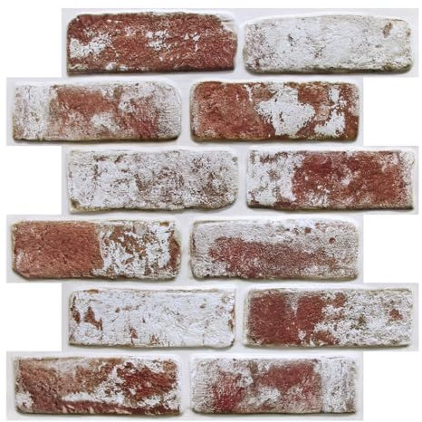 COMSTICKC Mattoni 3D Adesivi Murali Rosso, 10 Pezzi 30 x 30cm, Alta qualità PVC Pannelli Adesivi per Pietra 3D, Pannelli Decorativi per Soggiorno, Bagno, Cucina