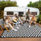 Green Decore Reversible Recycled Plastic Camping and Picnic Rugs | Perfect for Garden, Patio, Picnic, Decking | Stain And Water Resistant | Bliss Black/White 120 x 180 cm