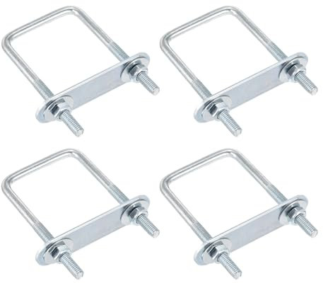 DTGN M6x42x80mm U Bolts Square Kit - 4Set - Carbon Steel U-Bolt Kit with Nuts, Washers, Frame Plate - Good for Pipe, Trailer, Automotive, Leaf Spring Fastener