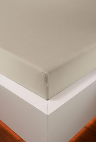 HEFEL Edel-Jersey Spannleintuch, Spannbetttuch– 16 Farben – Tencel™ & Baumwolle – 3 Größen (Kiesel, 180–200 x 200–220 cm)