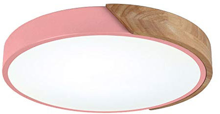 ZJHAHJY Runde Macaron Deckenleuchte Kinderzimmer Holz LED Deckenlampe Moderne Innenbeleuchtung Für Jungen Mädchen Schlafzimmer Wohnzimmer Kindergarten,Pink-23cm 9W-3 Step Dimming