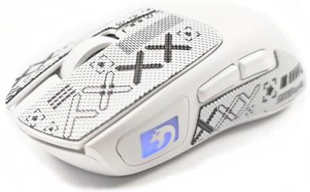 MAMBASNAKE M4 Mouse Gaming Wireless Ultra-Leggero, 53g, Sensore PAW3311, 24000 DPI, Bluetooth/2.4G/Cablato, RGB, Batteria 400mAh, 20M Click, per Gioco/Lavoro - Bianco e Adesivi