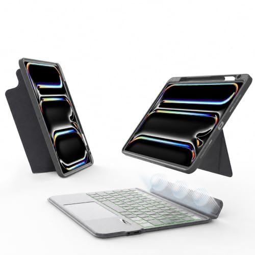 EIP Custodia per tastiera per iPad Pro 13 M5 (2025)/M4, tastiera magnetica staccabile con scorciatoie stilo brevettate, supporto regolabile, retroilluminazione a sette colori [non per Pro 12,9 3-6