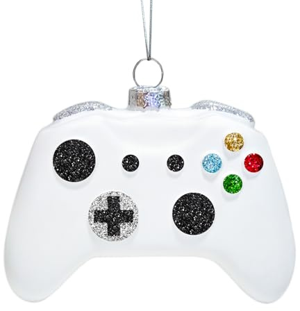 Ushinemi Glas-Weihnachtsdekoration, Videospiel-Ornament für Weihnachtsbaum, Weihnachtsspiel-Controller, hängende Dekoration, Tradition, geblasenes Glas, Andenken, Geschenke, Weiß