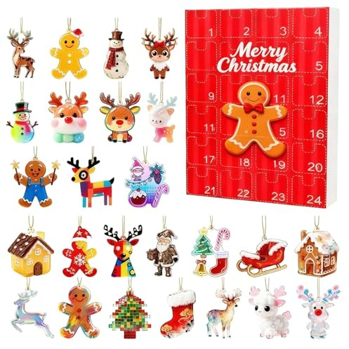 Adventskalender für Weihnachten, 2D-Ornament für 24 Tage, Adventskalender für Herren, Kekse, für Kinder, Familie, Klassenzimmer, Büros