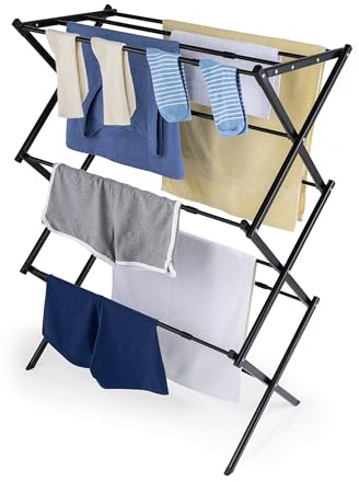 EASYmaxx Teleskop Wäscheständer 1200 | Kleiderständer 12 m Trockenlänge | Waschtrockner ausziehbar auf ca. 108 cm Breite | Wäschespinne für Hemden, Hosen, Handtücher und Co. | Wäschetrockner stromlos