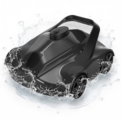 Robot aspirateur de piscine sans fil avec autonomie de 130 minutes, technologie de stationnement automatique pour piscines hors sol jusqu'à 80 m², filtration efficace et design portable