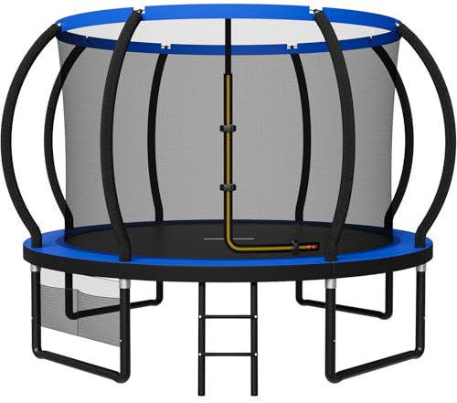 JUMMICO Trampolin Outdoor Ø 228/305/366/427/488 cm mit Schutznetz und Leiter, GS-geprüftes Freizeit-Trampolin für Kinder und Erwachsene, Rahmen mit Rostschutzbeschichtung, Belastbarkeit 150kg