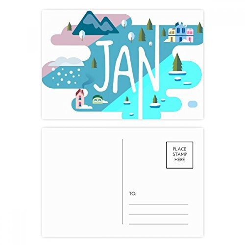 DIYthinker Januar Monat Saison Illustration Postkarten-Set Geburtstag dankt Karte Mailing Side 20pcs 5.7 Zoll x 3.8 Zoll Mehrfarbig