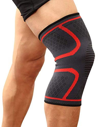 Rodillera Deportiva Rodillera de Compresión Rotuliana Ortopédica Elástica Antideslizante y Transpirable, para Voleibol, Fútbol, Correr, Ciclismo, Esquí y Toda Clase de Deportes (M (36-42cm), Rojo)