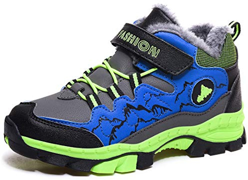 ZYLDK Chaussure Hiver Garçons Anti-dérapant Botte de Neige en Coton pour Enfants Escalade Chaussures Randonnée Bottes,Vert,30