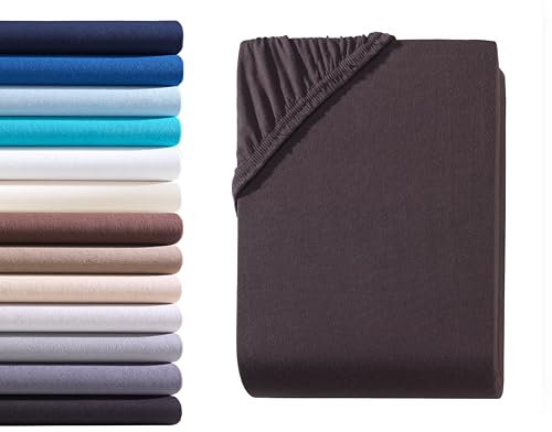 Exclusive Boxspringbett Spannbettlaken | Bettlaken für hohe Matratzen | Extra starker Stoff 160 g/m² | OEKO-TEX® MADE IN GREEN | 180-200x200-220 cm - Steghöhe 40 cm - Schokobraun