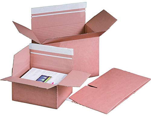 KK Verpackungen® Höhenvariabler Versandkarton mit Automatikboden | 300 Stück, DIN A3+, 460x309x180-300mm | Faltkarton mit Selbstklebestreifen & Aufreißfaden