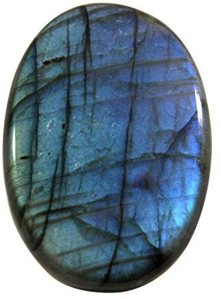 Vatslacreations Flashy Labradorit Palm Stein poliert Labradorit Kristall natürlich blau Labradorit Stein poliert Flash Stein Handschmeichler Edelstein Stein 123 ct Oval Form Labradorit Cabochon