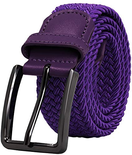 Falari Ceinture tressée élastique en toile pour homme et femme - Violet - Taille S