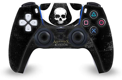 Head Case Designs Offizielle Zugelassen Assassin's Creed Grunge Schwarze Fahne Logos Vinyl Frontplatte Haut Gaming Aufkleber Abziehbild kompatibel mit Sony Playstation 5 PS5 DualSense Controller