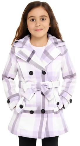 A2Z 4 Kids Girls Parka Jacket Hooded Trench Coat Wool Blends Warm Padded Jacket - Jacket 007 Lilac Check 13