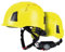 PRO FIT Arbeitsschutzhelm D!-Rock Neongelb - Belüfteter Bauhelm mit Drehrad - 53-56 cm Kopfband - 30 mm Stecktaschenhalterung - Für die Baustelle