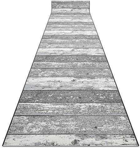 rugsx Läufer Antirutsch Wood Holz Tafel grau 110x270 cm