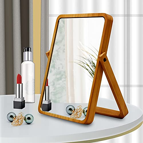 Tisch-Schminkspiegel - Holz-Desktop-Spiegel Hoher klarer rechteckiger Wandspiegel Freistehend für Wohnzimmer, Schlafzimmer