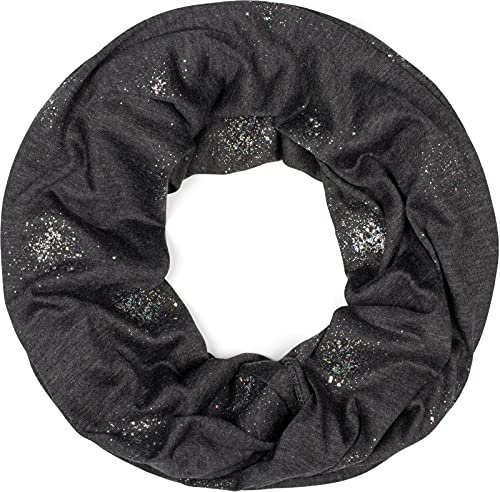 styleBREAKER Damen Loop Schal mit Glitzer und Pailletten Punkte, Schlauchschal, Tuch 01017075, Farbe:Anthrazit meliert