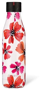 LES ARTISTES Paris A-8175 Bottle'Up, Thermos 500 ml, Gourde isotherme sans BPA, Réutilisable, Garde au chaud 12h et au froid 24h, Acier Inoxydable, Design Petals