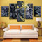 YUANJUN Puzzle 5 TLG Kunstdruck Modern Wandbilder Design Tapete Eingerahmt Bilder Drucke Leinwand Wandkunst Wohnkultur Gem?Lde Poster Mehrteilig XXL Gustomary Statue East India Hindu Classroom Band