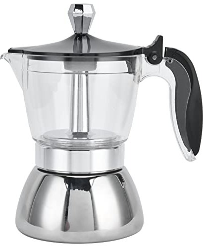 CHICIRIS Stovetop Espresso Maker, Stainless Steel Moka Pot 4 Cup, Italian Mocha Coffee Maker, 200ml/6.8oz Coffee Maker for Camping, Caravan, Brewing Rich Coffee Moka Pot