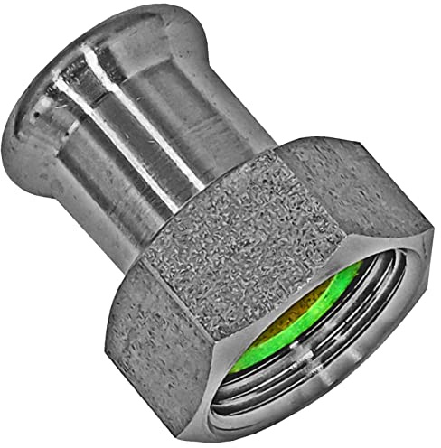 MegaHaustechnik Anschlußverschraubung 15 x 1/2“IG Pressfitting aus Edelstahl V4A für Rohr-AußenØ 15mm zum Verpressen M-Kontur, mit 1/2 Zoll Überwurfmutter mit Dichtung, Trinkwasser geeignet, VA INOX