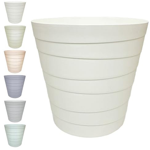 MAKREL® Pastel Colours Plastic Waste Paper Basket Bin Modern Step Design Trash Can for Kitchen, Bathroom, Office (White, 10 Litre)