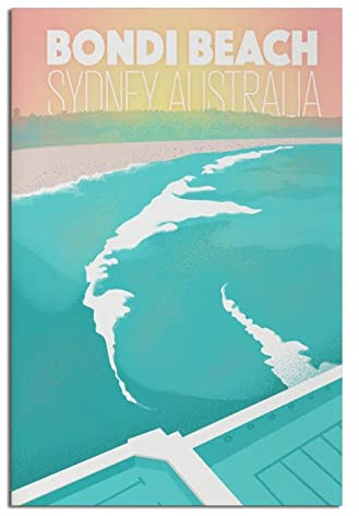 Bondi Beach Sydney Vintage Reiseposter Leinwand Wandkunst Poster Dekor Malerei Poster