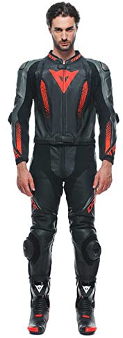 Dainese Laguna Seca 5 2-Teiler Motorrad Lederkombi, schwarz/grau/rot, 48