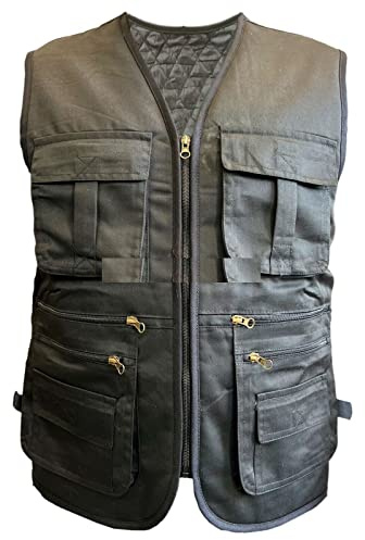 look now Mens Quilted Waistcoat Thermal LINED Thick Multi Pockets Fishing Hunting (as8, alpha, l, regular, regular, 681 - Black, Large)