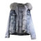 L9WEI Veste en jean pour femme - Veste d'hiver chaude épaisse et légère - Veste d'extérieur, bleu, L