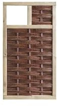 Weiden-Zaun Sichtschutz Naturzaun Warschau 94 x 180 cm mit 1 Fenster (oben) aus Kiefern-Holz (braun gebeizt) & Weidenruten (gekocht,geölt)