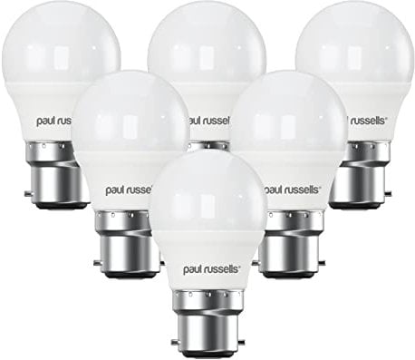 paul russells LED Golf Ball – Dimmable Bayonet Fitting Light, 5.5W 470 LM B22 G45 LED Bulbs, 40w Equivalent, 6500K Daylight, Dimmer BC Energy Saving Ceiling Lightsbulbs, 6 Pack