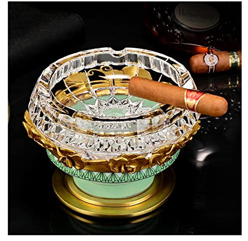 AVLUZ Cendrier de luxe, porte-cendres en verre cristal transparent for fumeurs, cendrier haut de gamme for fumer des cigares, cendriers à cigarettes for la décoration de bureau à domicile