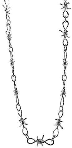 Women Necklaces for Mother Ramadan Gifts Waist Wire Thorns For Men Chain Barbed Punk Gothic Women Metal And Universal Necklaces Pendants Heart Key Necklace (B, One Size)