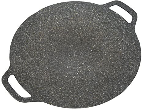 Barbecue Coréen, Poêle à Griller Coréenne avec Revêtement Antiadhésif à 6 Couches, Plaque de Cuisson Ronde pour Induction, Cuisinière à Gaz, Table de Cuisson électrique, Grillades (38cm)