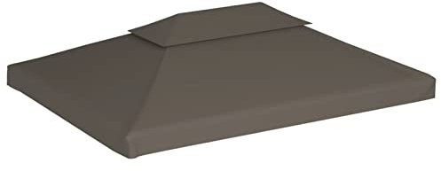 Keketa Pavillon Ersatzdach Pavillondach Dachplane Ersatzbezug Dach mit Kaminabzug UV-Schutz und Wasserdicht Pavillonabdeckung Ersatzdach Dachplane für Pavillon 310 g/m² 4x3 m Taupe